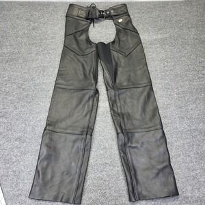 Harley Davidson Black  Leather Chaps Women's Size Med Motorcycle Riding Zipper